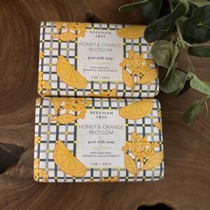 SET OF 2 Beekman 1802 Honey & Orange Blossom Triple Milled Bar Soap 9 oz New